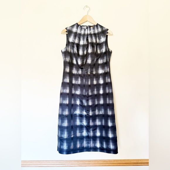 Tory Burch Metallic Plaid Sleeveless Mini Dress Silk Blend Black Silver Size 10 - Picture 3 of 9